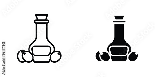 Olive oil icon in doodles flat and line stroke pack