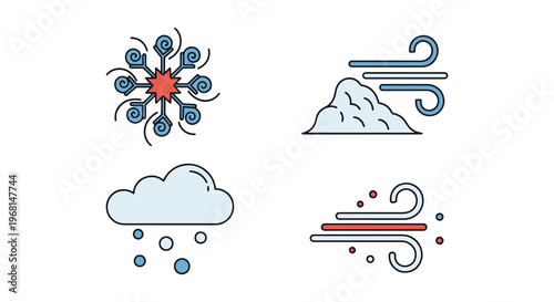 Blizzard Line art vector set modern abstract minimal illustration
