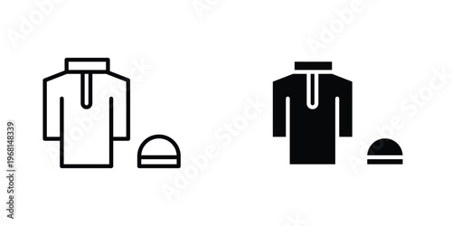 Ramadan clothes icon in doodles flat and line stroke pack