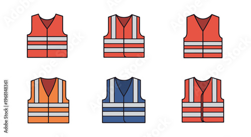 High Visibility Vest Line art creative colorful shapes illustration