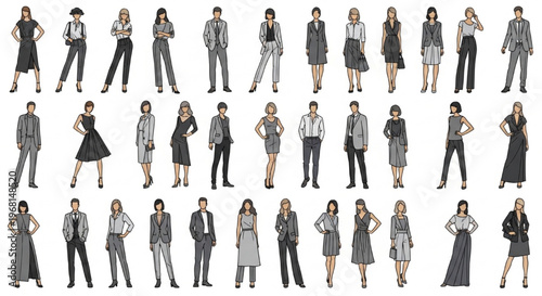 Fashion Croquis Vector Complete Pack Female Male Body Templates Illustration Design Set