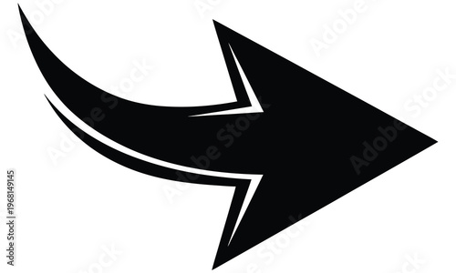Dynamic black arrow silhouette a modern graphic element for direction and movement