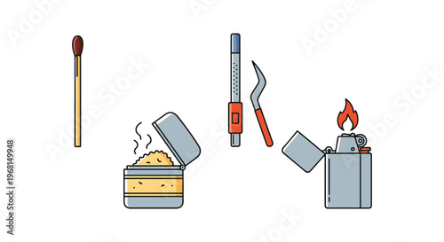 Fire starter Line art vector clean color pattern illustration