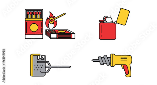 Fire starter Line art vector creative abstract color shapes