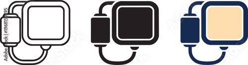Blood Pressure Monitor Icons Outline, Solid, And Color Vector Set