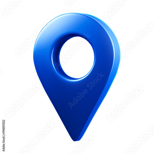 Blue 3d location pin map marker pointer icon for gps navigation destination isolated png