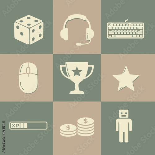 Collection of business icons and symbols.