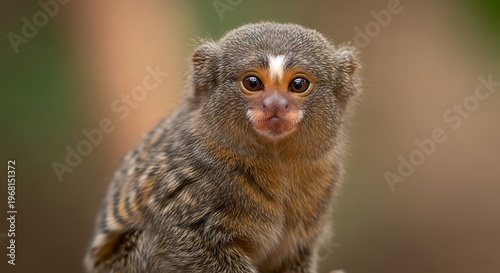 Adorable Pygmy Marmoset Gazing Directly at the Camera with Curiosity.