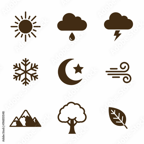 Weather forecast icons on white background.