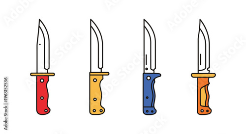 Fixed blade knife Line art modern abstract colorful vector