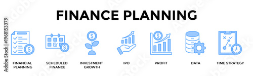 Finance Planning Banner Web Icon Set Collection Pack Vector Illustration Concept For Plan Capital Timing And Investments For Sustainable Profit And Ipo Readiness