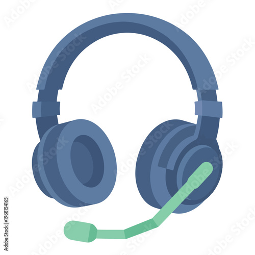 Slate Blue Wireless Headset Online Teaching Tech Vector
