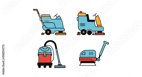 Floor Cleaning Machine Line creative minimal shapes vector