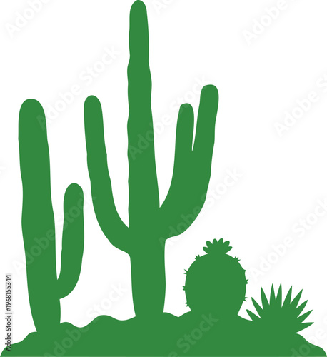 Cactus silhouette vector illustration black and white