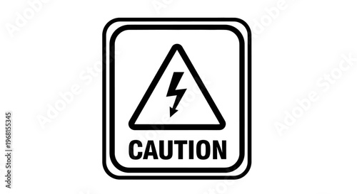 Caution Electrical Hazard Sign, High Voltage Warning Symbol, Isolated White Background