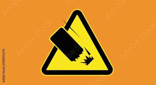 Warning Falling Object Hazard Sign, Danger Overhead Debris Symbol, in Bright Studio