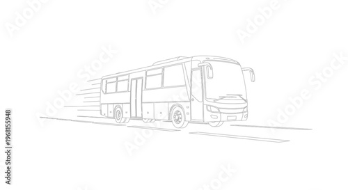 Dynamic sketch of a moving bus, capturing motion and speed.