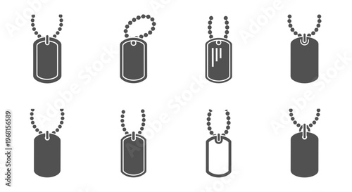 A collection of dog tag icons.