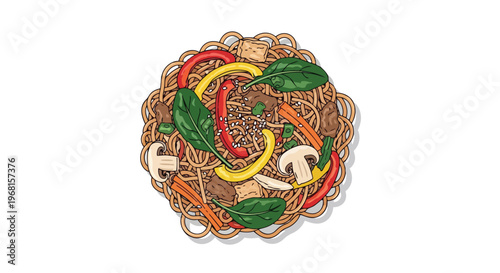 A vibrant and delicious noodle stir-fry with fresh vegetables and wholesome ingredients a perfect meal for health-conscious individuals seeking