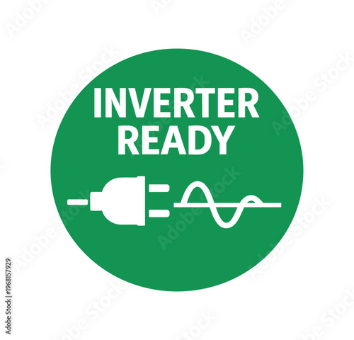 Inverter ready icon. plug, ac waveform, power, inverter compatibility, backup power, solar friendly. electrical readiness, uninterrupted supply, appliance safe. flat vector illustration isolated 