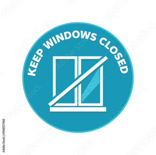 Keep windows closed icon. window closure reminder, ventilation control, air management, sealed environment for safety or allergy prevention. flat vector illustration isolated on white background.
