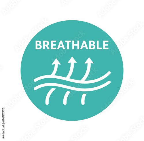 Breathable icon. airflow, ventilation, breathable fabric, moisture wicking, breathable material, comfort, textile performance. flat vector illustration isolated on white background.