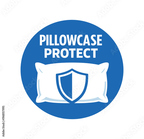Pillowcase protect icon. pillow protector, cover, allergen barrier, bedding, sleep hygiene, pillow shield, washable, home textile. flat vector illustration isolated on white background.