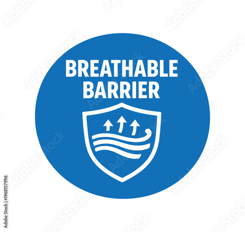 Breathable barrier icon. breathable fabric, airflow, ventilation, moisture wicking, protective shield, air permeability, comfort. flat vector illustration isolated on white background.