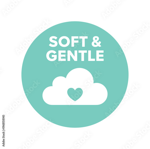 Soft and gentle icon. cloud, heart, baby care, delicate, hypoallergenic, comforting, soothing. flat vector illustration isolated on white background.