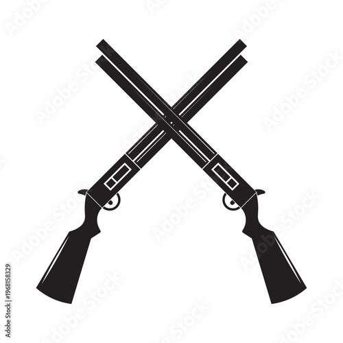flat icon vector of two crossed shotguns