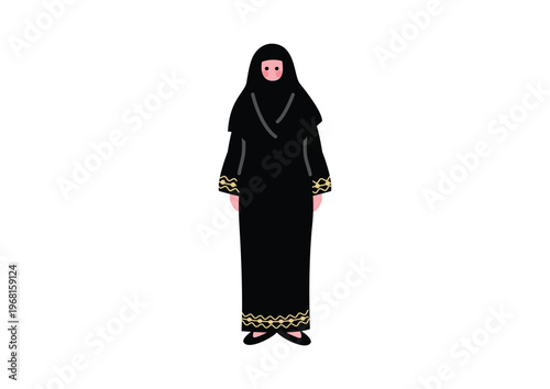 サウジアラビアの伝統的な民族使用を着た女性のイラスト