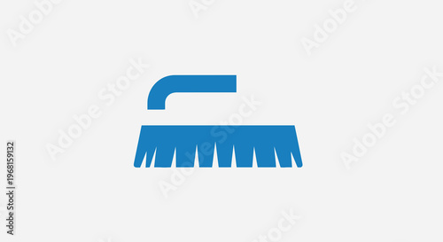 A blue brush icon on a white background. It features a handle and bristles