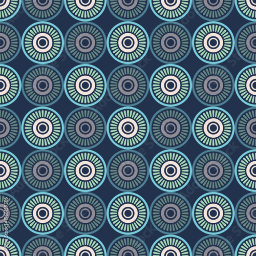 Abstract seamless color vector pattern. Geometric ornamental circles pattern. Color vector decorative background. Stylish vector texture.