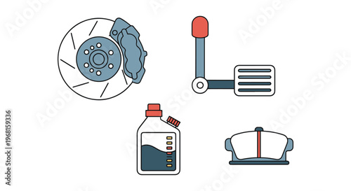 Brake System Line art vector minimal abstract decorative illustration