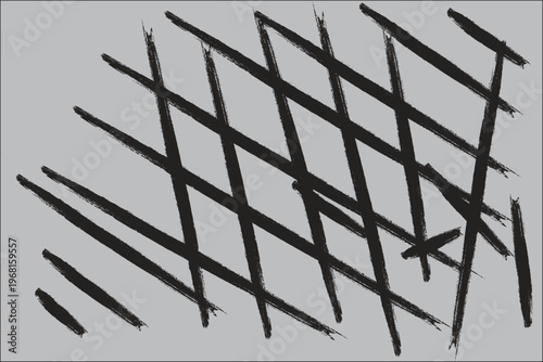 Abstract black lines on a gray background a chaotic and minimalist composition