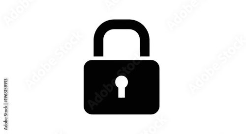 A solid black padlock icon with a curved shackle and keyhole on a white background