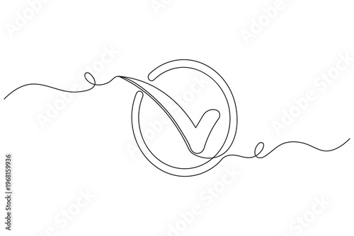Check mark Cloud computing symbol with checkmark in continuous one line art style
