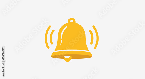 Fotografie A golden bell icon with sound waves emanating, set against a simple, pale backgr