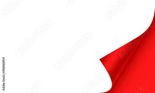 Cuadro en lienzo Realistic page curl effect red color on a transparent background