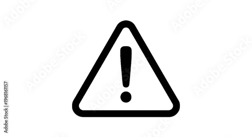 Black warning sign on white background, a triangle containing an exclamation mark