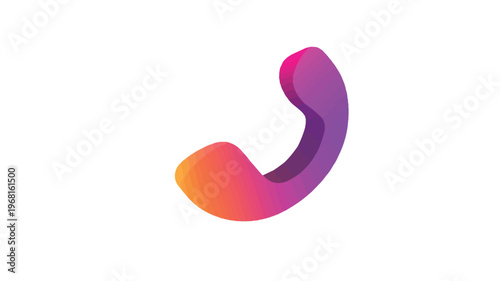 Colorful telephone icon with vibrant gradient hues isolated on transparent background