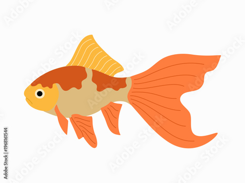 Brightly spotted aquarium fish. Tropical exotic underwater animal. Cute sea creature. Hand drawn vector illustration isolated on white background, flat cartoon style.