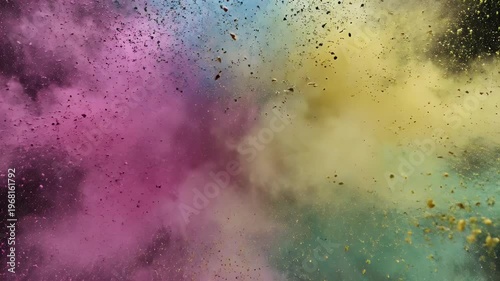 Vibrant explosion of colored powder captured in motion