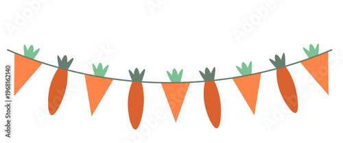 Carrot garland in doodle style in vector. Element for design advertisement mail posts poster print postcard banner decor backgrounds