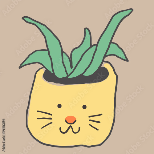 Easter rabbit as plant in pot in hand drawn style in vector. Element for design advertisement mail posts poster print postcard banner decor backgrounds