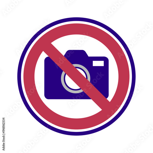 カメラ撮影禁止を示すシンプルな禁止サインアイコン
