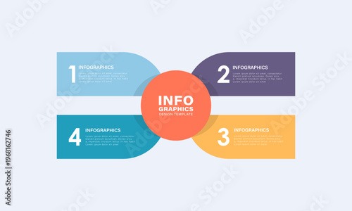 Simple concept with four steps and place for your description. Flat infographic design template for website or presentation.