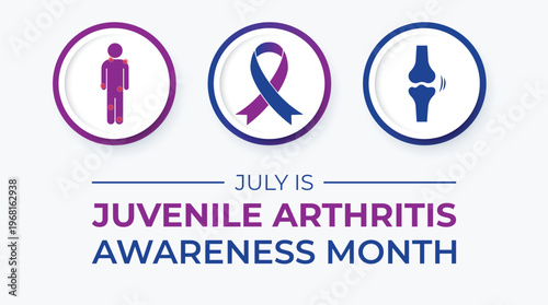 July is national Juvenile Arthritis Awareness Month  Poster, Card, Banner Design Highlighting Early Signs and Symptoms of juvenile arthritis