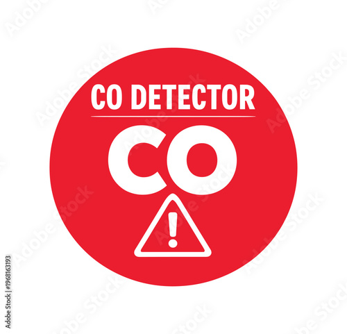 Co detector icon. carbon monoxide, co alarm, warning, safety, gas sensor. flat vector illustration isolated on white background.