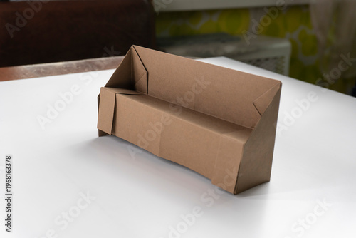 Paper furniture. Origami. Paper crafts. Paper sofa.